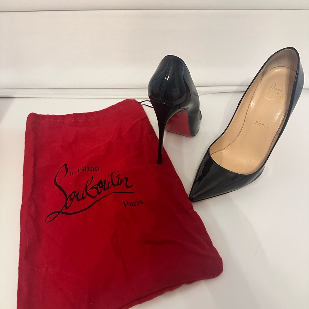 Christian Louboutin Black Patent Heels with Red Sole
